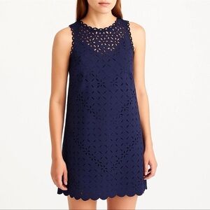 J. Crew Navy Laser-Cut Midi Dress